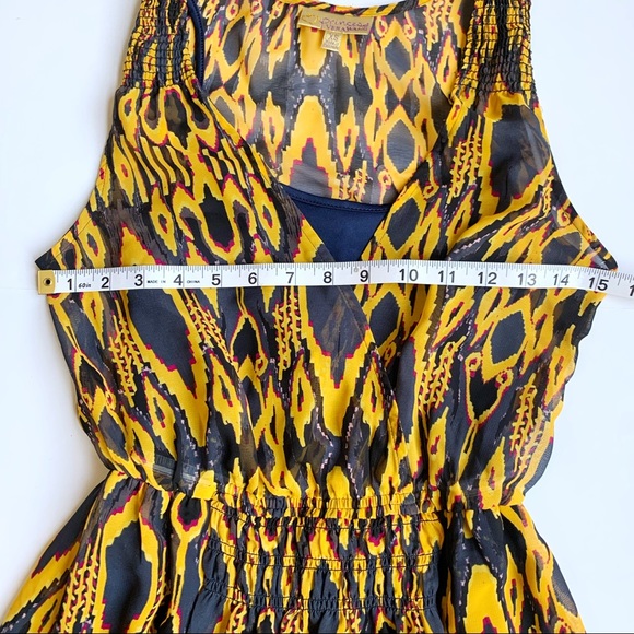 PRINCESS VERA WANG Size XS Mustard & Navy Sleeveless Dress - Picture 11 of 12